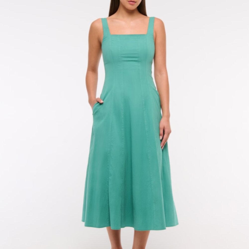 NWOT Abercrombie The A&F Mila Midi Dress in Green Medium